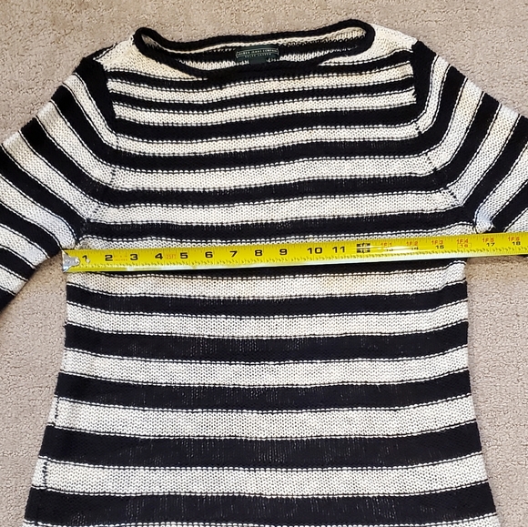 Women's Black White Striped Linen Cotton Lauren Jeans Company Sweater Size XS - Picture 4 of 8